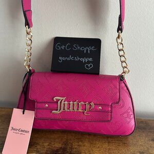 New Juicy Couture Short Sweet Raspberry Pink Shoulder Bag Gold Cute JC